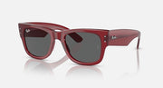 Ray-Ban Mega Wayfarer sunglasses with red frame and dark gray tinted lenses