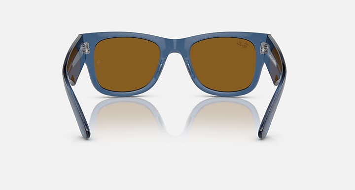 Ray-Ban Mega Wayfarer RB0840S sunglasses, front view blue frame with brown lenses