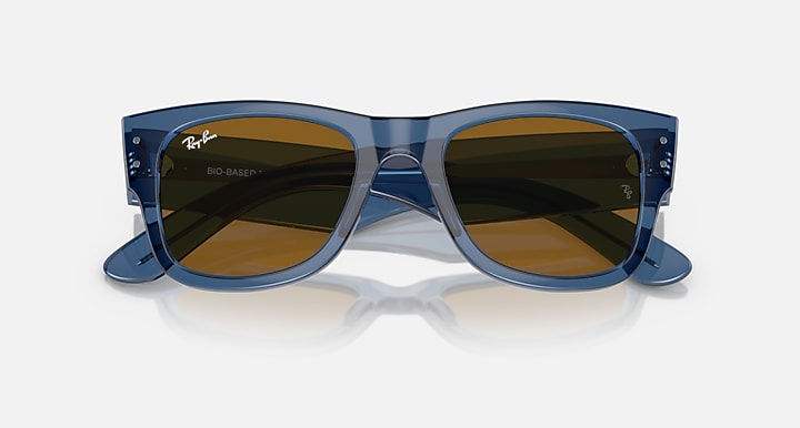 Ray-Ban Mega Wayfarer RB0840S sunglasses, brown lenses with blue frame and temples