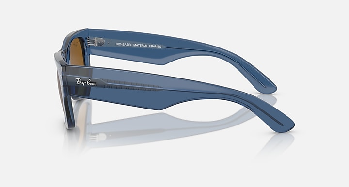 Ray-Ban Mega Wayfarer RB0840S sunglasses, side view of blue frame and brown lenses