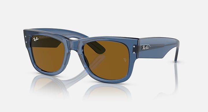 Ray-Ban Mega Wayfarer RB0840S sunglasses, blue frame with brown lenses