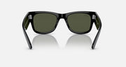 Ray-Ban Mega Wayfarer sunglasses, black frame, green-tinted lenses, angled front view