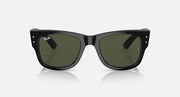 Ray-Ban Mega Wayfarer sunglasses, black frame, green-tinted lenses, front view