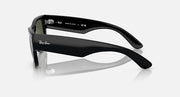 Ray-Ban Mega Wayfarer sunglasses, black frame, green-tinted lenses, side view