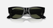 Ray-Ban Mega Wayfarer sunglasses, black frame with dark green mirrored lenses