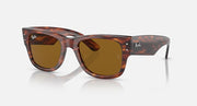 Ray-Ban Mega Wayfarer sunglasses with tortoiseshell frame and amber-brown tinted lenses