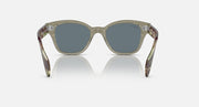 Ray-Ban polarized sunglasses with dark blue lenses and clear green frame front