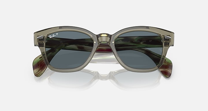 Ray-Ban polarized sunglasses with dark lenses and smoky translucent frame front