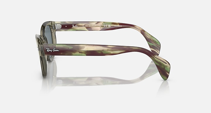 Ray-Ban polarized sunglasses with translucent tortoise temple and dark blue lenses