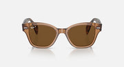 Ray-Ban polarized sunglasses, front view, brown lenses with translucent brown frame