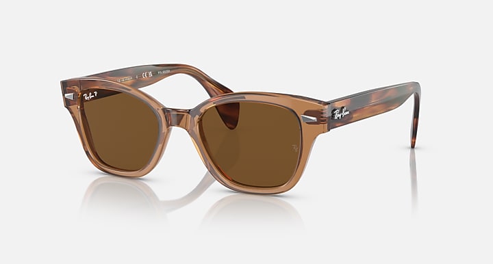 Ray-Ban polarized sunglasses with brown lenses and translucent brown frame