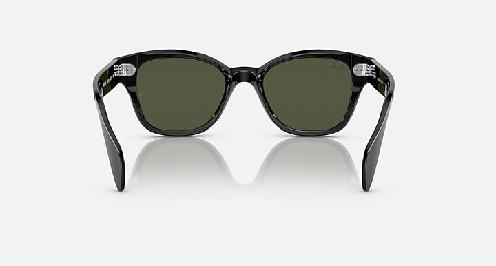 Ray-Ban RB0880S sunglasses with black frames and dark green lenses, front top view.