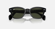 Ray-Ban RB0880S sunglasses, black full-rim frames with dark green lenses, angled front view.
