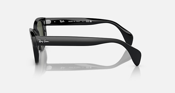 Ray-Ban RB0880S sunglasses, black frames with dark green lenses, side profile view.