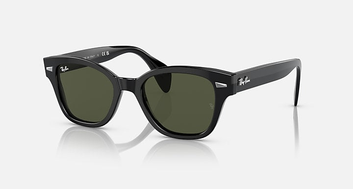 Ray-Ban RB0880S sunglasses with black frames and dark green lenses, full-rim style.