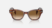 Ray-Ban RB0880S sunglasses with havana-style frames and brown lenses, straight front view.
