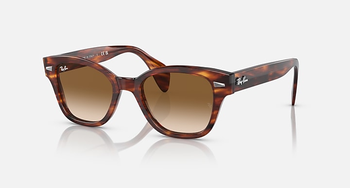 Ray-Ban RB0880S sunglasses with havana-style frames and brown lenses, side profile view.