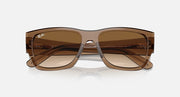 Ray-Ban Carlos Low sunglasses angled view, tan frame with full brown lenses