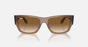Ray-Ban Carlos Low sunglasses with tan frame, brown lenses, and dark top bar