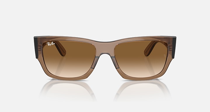 Ray-Ban Carlos Low sunglasses with tan frame, brown lenses, and dark top bar