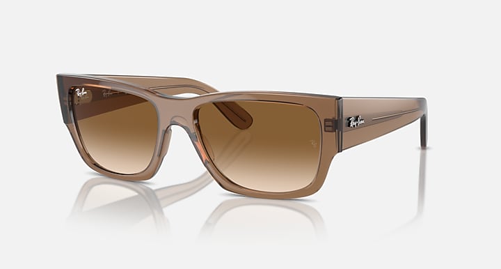 Ray-Ban Carlos Low Bridge Fit sunglasses with tan frame and brown gradient lenses
