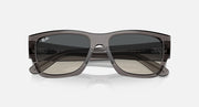 Ray-Ban Carlos low-bridge sunglasses, dark gray lenses, light gray frame, angled