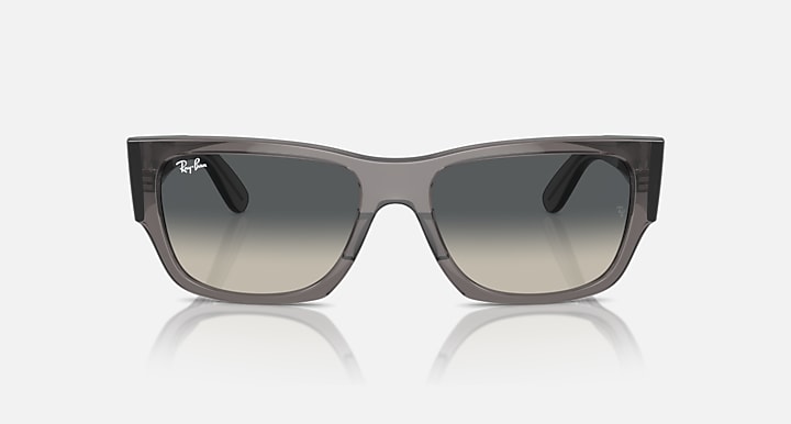Ray-Ban Carlos low-bridge sunglasses, light gray frame with smoky lens tint
