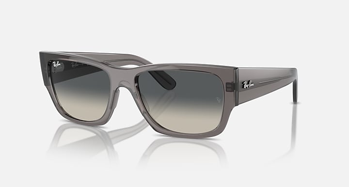 Ray-Ban Carlos low-bridge sunglasses, light gray frame with smoky lenses