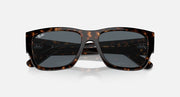 Ray-Ban Carlos low-bridge sunglasses, havana frame with dark lenses, angled view