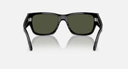 Rectangular sunglasses with dark frame and green lenses, front angle