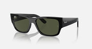 Ray-Ban Carlos rectangular sunglasses with dark frame and green lenses