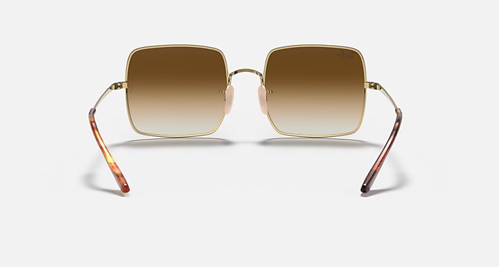 Ray-Ban RB1971 square sunglasses front view with gold frames and gradient brown lenses