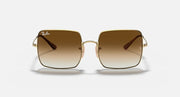 Ray-Ban RB1971 square sunglasses front view with gold frames and gradient brown lenses