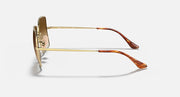 Ray-Ban RB1971 sunglasses side view with gold frame and tortoise-pattern temples