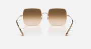 Ray-Ban RB1971 square sunglasses with gold frames and dark brown gradient lenses