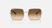 Ray-Ban RB1971 square sunglasses with gold frames and dark brown gradient lenses