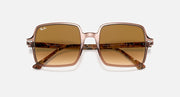 Ray-Ban square sunglasses with rose frame and reflective brown gradient lenses