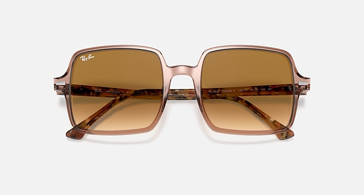 Ray-Ban square sunglasses with rose frame and reflective brown gradient lenses