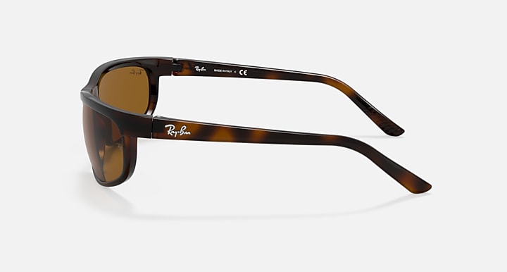 Ray-Ban Predator sunglasses, side view with tortoiseshell frame and brown lens
