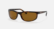 Ray-Ban Predator sunglasses with tortoiseshell frame and brown amber lenses, front view