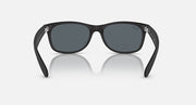 Ray-Ban Wayfarer sunglasses front view, black frames with dark gray lenses.