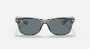 Grey Wayfarer-style sunglasses with dark grey lenses, front view, full-rim frame.