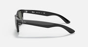 Ray-Ban Wayfarer sunglasses side profile, black frame with dark lenses and arms.