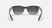 Ray-Ban sunglasses with gray-tinted frame and dark gray lenses, front view