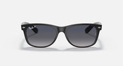Ray-Ban sunglasses with black frame and dark gray lenses, minimal Wayfarer front view