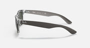 Ray-Ban New Wayfarer RB2132 sunglasses with transparent dark frame and green lenses