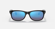 Ray-Ban New Wayfarer RB2132 sunglasses with black frame and blue gradient lenses