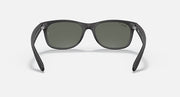 Ray-Ban New Wayfarer sunglasses with dark frame and green lenses, front view