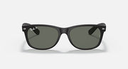 Ray-Ban New Wayfarer sunglasses with dark frame and muted green lenses, front view