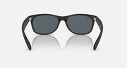 Ray-Ban New Wayfarer sunglasses front view with dark frame and gray lenses